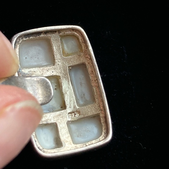 Vintage sterling silver and mother of pearl pendant - Picture 4 of 5